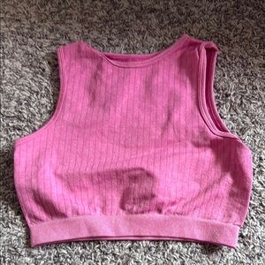 Pink Ribbed Crop Top